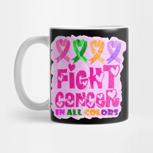 Fight Cancer In All Color Feather Breast Cancer Awareness Mug